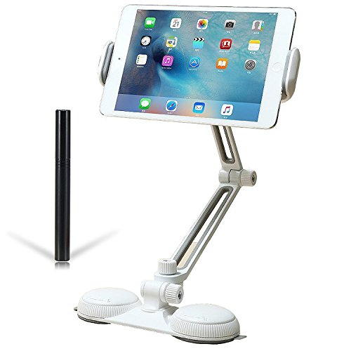 First2savvv Universale ultra-stabile faule Halterung/kompatibel mit den meisten Mobiltelefonen und Tablets/iPad Pro mini / um 360 Grad drehbar/Spiralschloss/geeignet für Büro, Schlafzimmer, Bad, Küche, Tisch usw mit Stylus-Stift -PBZJ-BS-05F01