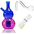 bongbongbong Mini Glass Bong Smoking Pipe Oil Burner Water Portable Bubbler Small Dab Rigs for Bongs Accessories 10mm Send Hose “Nicotine free”