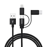 Poweradd 3 en 1 Câble de chargeur multi-Câble avec Adapteur 8 Pin Lightning/Type