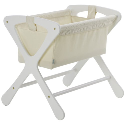 Cariboo Classic Crib Bassinet Set, White, with Natural Fabric