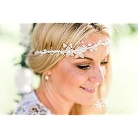 1L Braut Haarschmuck Boho Kranz Frisur Trend ivory