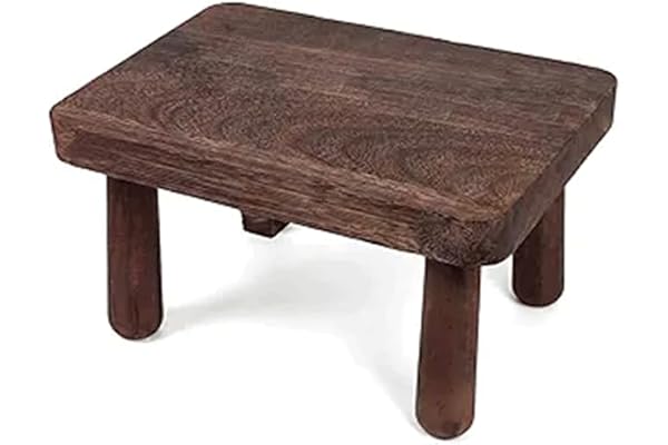 ZIJIREN träfotpall, kaffebordspall, skospalt, växtbord, skostältpall, massivt träspalt, låg pall, bänk, bärbar låg pall (oval)