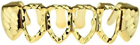 Gold Plated Iced Out Grillz With Top And Bottom Set + 2 Molding Bars Included,B-M