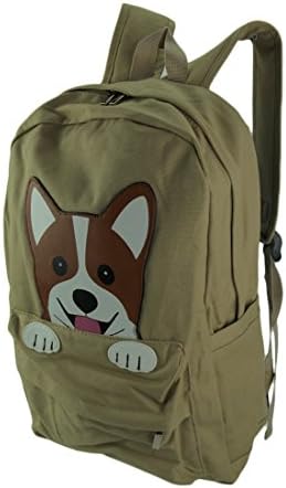 Sleepyville Critters Corgi Dog Cotton Canvas Backpack