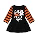 Produktbild Riou Kinder Langarm Halloween Kostüm Top Set Baby Kleidung Set Infant Kleinkind Baby Mädchen Geist Cartoon Party Kleid Halloween Kleidung Kleider (Schwarz, 110)