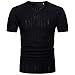 Produktbild Angebote,Neue Deals,Herren T-Shirt Ronamick Männer Casual Soid Loch V-Ausschnitt Pullover T-shirt Top Bluse Slim Fit Kurzarm T-Shirt (Schwarz, M)