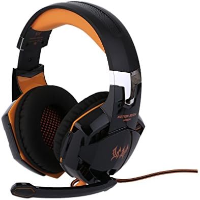 LUCKYKS Gaming Headset Headband Over Ear Headphone With Mic Stereo Bass Noise Cancelling and LED Lighting For Computer Gaming, Smartphone (Orange)