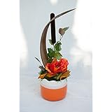 Gesteck mit Mohn und Cocosblatt - künstliche Blumen