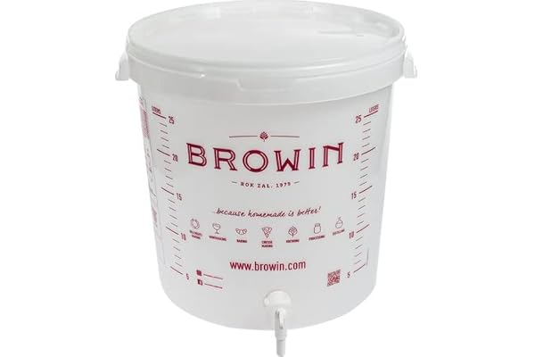 Browin 340444 Seau de Fermentation avec Impression et Robinet 30 l | Blanc