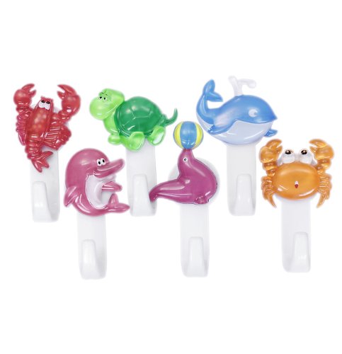 De-Plastik 1981 110 Klebehaken "6 Motive Meerestiere" / 81 x 39 mm / 6er Set