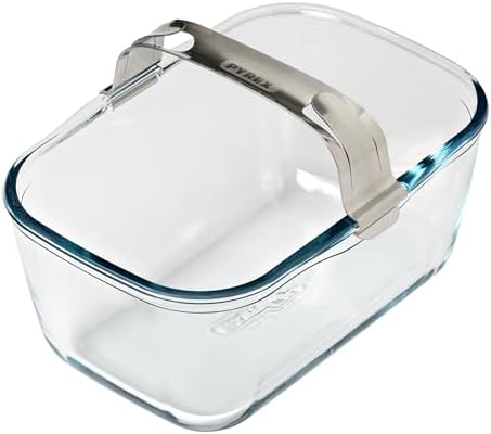 PYREX Ideal - Padella in vetro per friggitrice ad aria, 20 x 14 cm, con manico staccabile in acciaio inox per friggitrici ad aria a doppio cestello, vetro borosilicato ultra resistente, 1,5 l