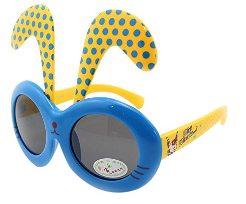 Detachable Black Dot Rabbit Ear Ultraviolet-Proof Baby Sunglasses-Blue Frame