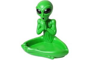 LGZ Legalize - Alien verde - Cenicero vintage pintado a mano - Cenicero original con forma de alien - Tamaño:140 x 90 x 140mm -