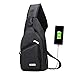 Produktbild Sling Bag Rucksack OMOUP Sling Crossbag Rucksack Schleuder Tasche Chest Pack mit USB Charge Port für Arbeit Schul Outdoor (Schwarz)