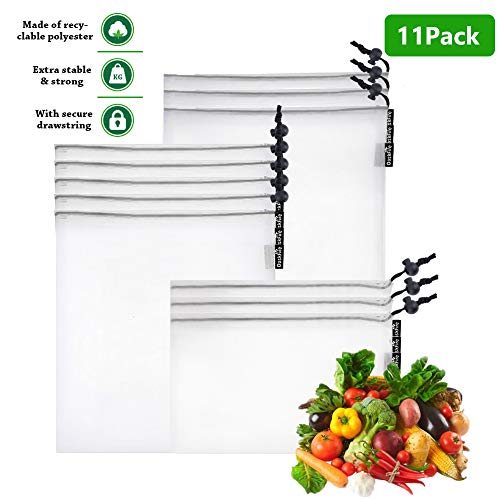DaskFire Borse riutilizzabili Borse per la Spesa Prodotti in Rete Borse Borse Reti da Frutta Borsa per Frutta con Coulisse per la Spesa e Lo stoccaggio Leggero, Traslucido