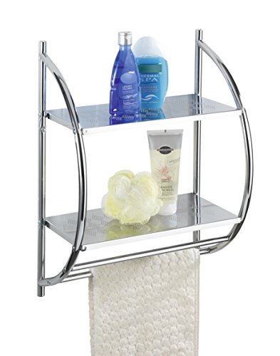 WENKO 18995100 SALAMANCA Exclusiv Wandregal, 2 Ablagen mit 2 Handtuchstangen, Chrom, ca. 54 x 39 x 22 cm