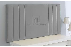 ELIXIR FURNITURE Rio 3 Headboard Divan Bed Bedroom Decor Hotel Furniture Plush Velvet Fabric (Silver, 4ft6 Double)