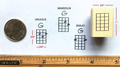 Mini Bass Mandolin Banjo Ukulele Chord Stamp (5 Frets) Rubber Stamp