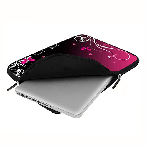 PEDEA Design Schutzhülle Notebook Tasche bis 15,6 Zoll (39,6cm) mit Mauspad und schnurloser Maus, Butterfly - 5