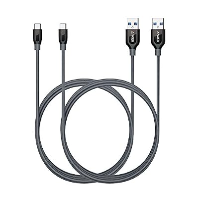 Anker [Pack de 2] Anker PowerLine+ Câbles USB-C vers USB 3.0 de 180 cm Extra Solides pour Appareils USB Type-C (Samsung S8, S8+, S9, nouveau MacBook, ChromeBook Pixel, Nexus 5X, Nexus 6P, Nokia N1, OnePlus 2, …)