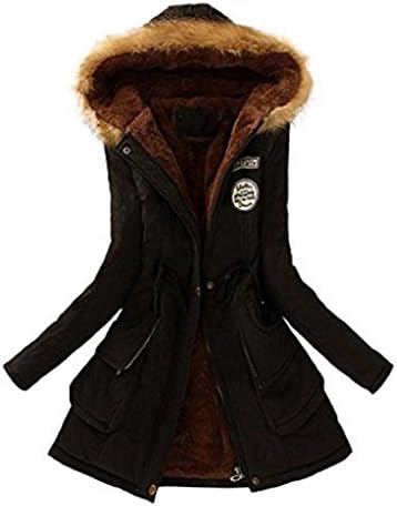 Bestop Women Winter Hoodies OverCoat Faux Fur Parka Casual Fashion Coat Jacket Plus Size 8-20 (M, Black)