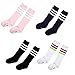 TININNA 4 Pairs Kids Football Socks Toddlers Children Girls Boys Stripe Cotton Thicken Knee High Socks