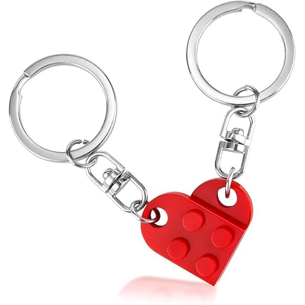 Tarini 2Pcs Cute Keychain, Matching Heart Couple Keychains – Red