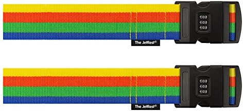 Combination Luggage Suitcase Strap by The JetRest® (180cm x 5cm) (Pack of 2 - Striped)