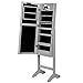 Beautify Floor Standing Make Up and Jewellery Organiser Cabinet with Mirror & LED Lights - Grey