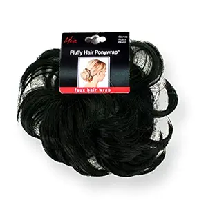 Elastic One Size Fits All, Black: Mia Fluffy Hair Ponywrap, Pretty Stylish Ponytail Hair Accessory Made With Synthetic Wig Hair On Elastic Rubber Band, Instant Hair Volume, Beau