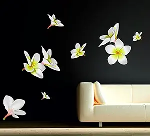 DECOR Kafe Coloured PVC Vinyl Film Flowers Wall Sticker, 149x127cm (White)