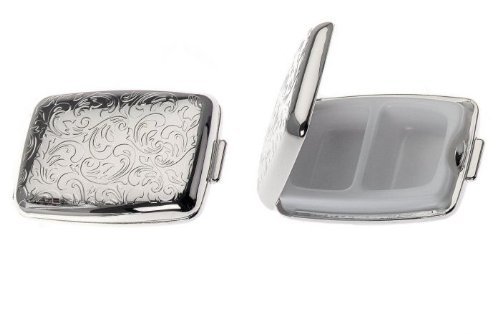 Pillendose 2 geteilt rechteckig 6,5×4,5×1,5cm verchromt - 2