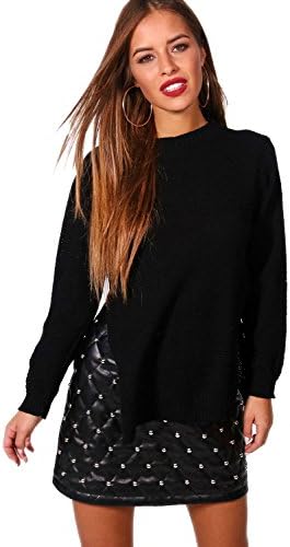 YourPrimeOutlet Womens Black Petite Becca Side Split Tunic Jumper - 10
