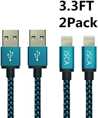 2Pack 3.3ft/1M Nylon Braided Lightning to USB Cable, Lightning Data Sync & Charge USB Cable for iPhone 7 7Plus SE 6S 6S Plus 6 6Plus 5S 5C 5, iPad Air Air 2 mini2 mini3 4th, iPod Nano, iPad Pro and More (Blue)