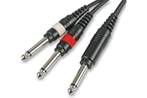"CABLESTOP" PRO 6.35mm MONO JACK AUDIO SIGNAL Y SPLITTER 1/4" PLUG 1.2m 3m 5m for AMP GUITAR (3m)