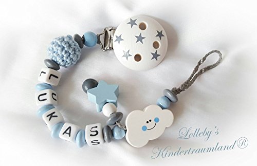 Schnullerkette mit Namen - Junge - Geschenk zur Taufe, Geburt