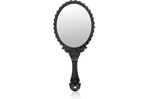 DEZP DEZ 1 PCS handspiegel mit Griff handspiegel mit vergrößerung Hand Mirror Hand Spiegel handspiegel Kinder handspiegel Vintage schmink Spiegel handspiegel Retro（Schwarz）