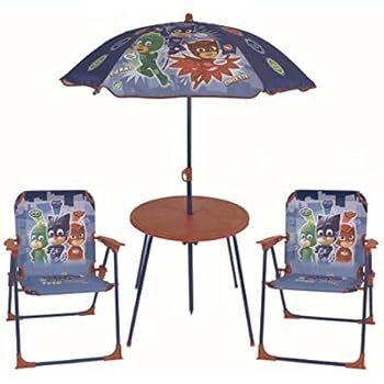 Pj Masks Set Da Giardino Per Bambini Tavolo Ombrellone E 2 Sedie