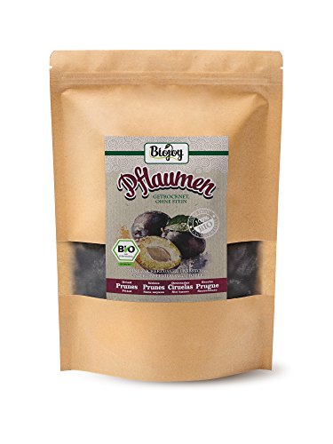 Biojoy Ciruelas secas BÍO | frutas enteras  sin hueso, sin azufre y sin azúcar | 100% ECOLOGICO | recién selladas para un sabor completo | Prunus domestica (1 kg)