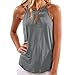 Produktbild Frauen Crop Tops, MOIKA Frauen Sleeveless Weste Gallus Solide Freizeithemd Tank Crop Top Bluse Weste (L, Grau)