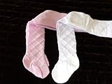 Baby Tights with Satin Ribbon Diamond Design - NB,0-3,3-6,6-12,12-18,18-24 mths (0-3 Months, Cream)