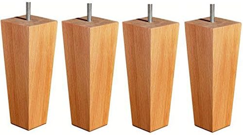 Footstools2u Four Tapered Wooden Furniture Legs (160mm) in Natural with Fixings