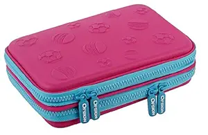 Ofsign Pencil Box for Girls- Stationary Items- Organizer Unicorn Pencil Pouches- Dual Zipper Large Pencil Case with Pen Holder Slots, Embossed Art Pencil Bag for Student, Gift, School (Pink)