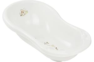 keeeper Winnie Ergonomic Baby Bath Tub with Plug, for 0 to 12 Months, 84 cm, Maria, White