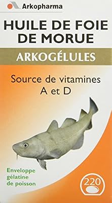 Arkopharma Phytothérapie Cure Arkogélules Huile de Foie de Morue Vitamine A/D 400 mg 220 Capsules