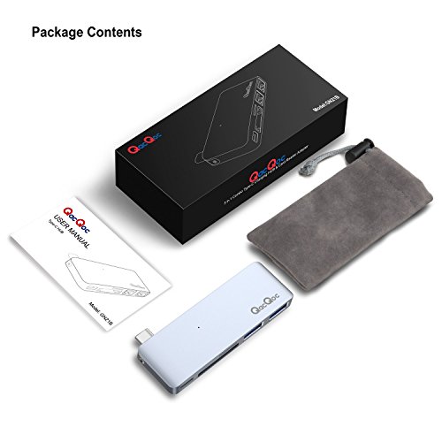 GN21B Typ-C Hub USB C Adapter mit 1 USB-C Anschluss (Stromversorgung), 1 SD-Karte Steckplatz, 1 Mikro-SD Steckpatz und 2 Superspeed USB 3.0 Ports Aluminiumgehäuse geeignet für MacBook, MacBook Pro, Google Chromebook, Hua Wei Matebook (Grau) - 7