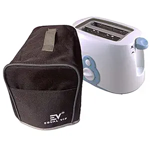 Equal Vip bread pop up toaster cover for all types kitchen table top only cloth cotton lid comfortable size with pocket (Small 2 Slice, Black)