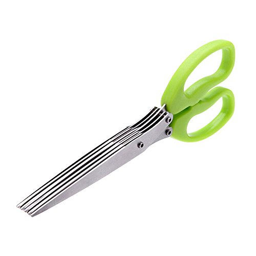 TOOGOO(R)Multifunktionale edelstahl Kuechenmesser 5 Schichten schere Sushi zerfetztes Lauch schneiden Kraeuter Gewuerze Schere - 2
