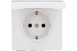 Jung Schuko Prise 16 A 250 V avec Couvercle à Rabat Serie LS Dark, 1 pièce, Blanc, LS 1520 KL WW