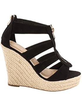 Elara Damen Keilsandalette | Bequeme Korkwedges | Plateau Sandalette | Chunkyrayan